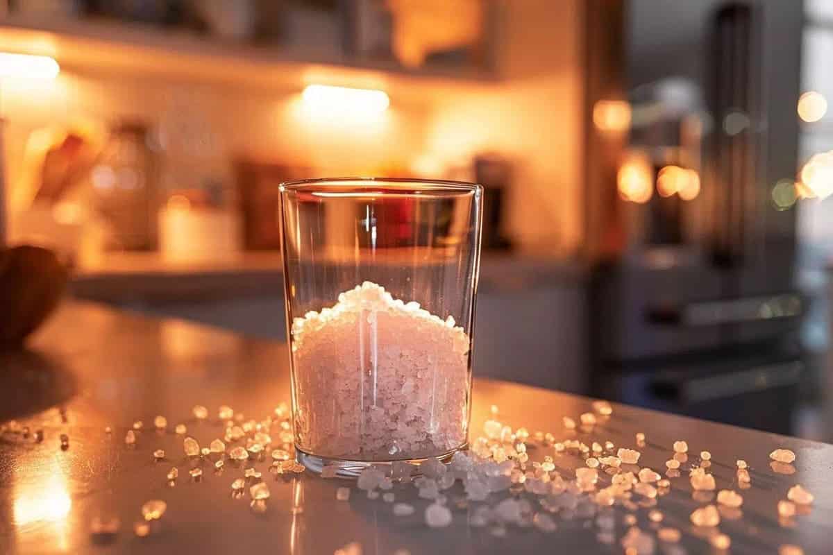 glass of salt in your freezer overnight