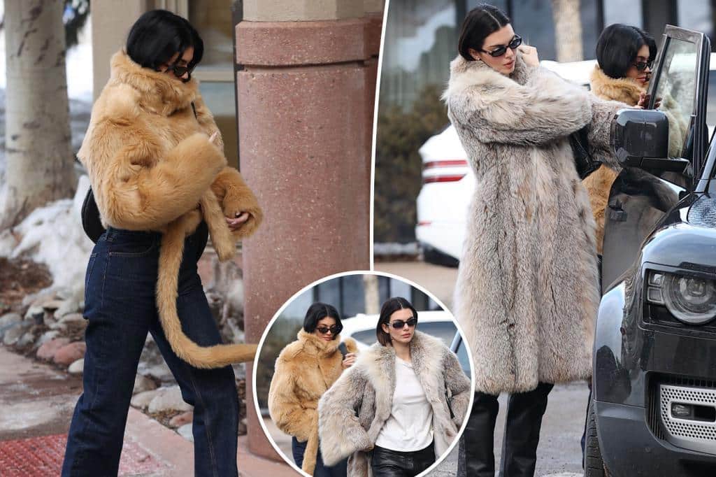 Kendall and Kylie Jenner bundle up in glamorous fur for Aspen outing