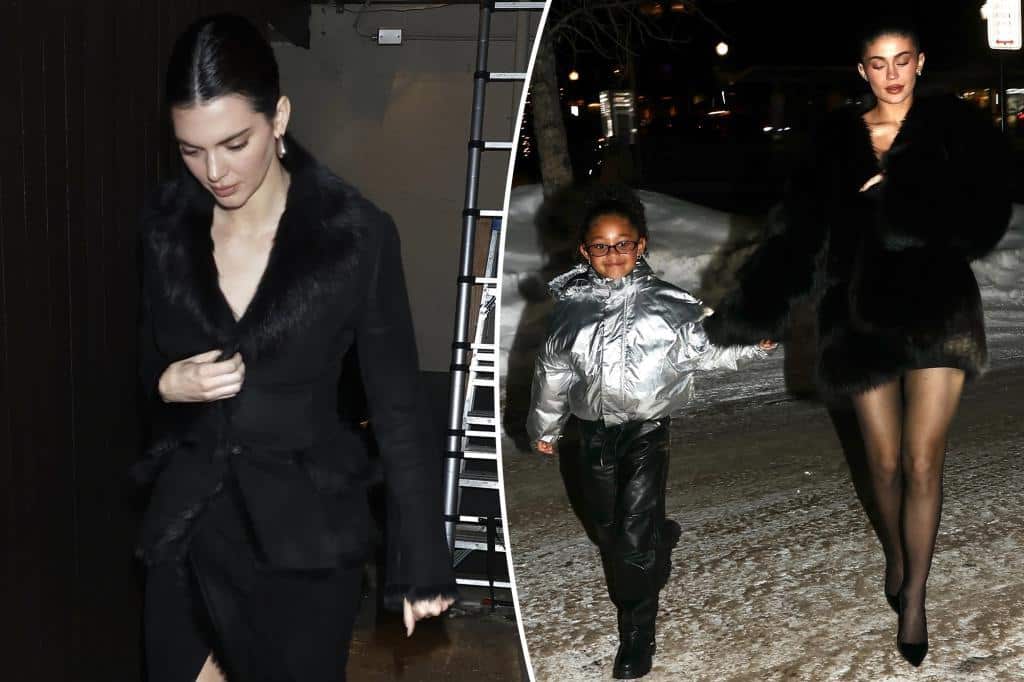 Kylie and Kendall Jenner rock all-black looks during girls’ night out in Aspen