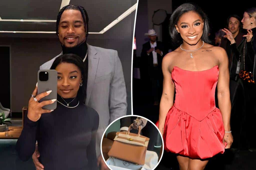 Simone Biles treats herself to $30K HermÃ¨s Birkin bag â and brings husband Jonathan Owens for ‘emotional support’