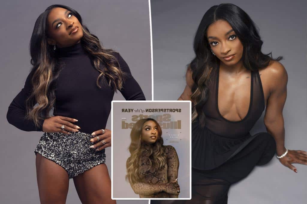 Simone Biles shows off her legs in sequined hot pants for Sports Illustrated