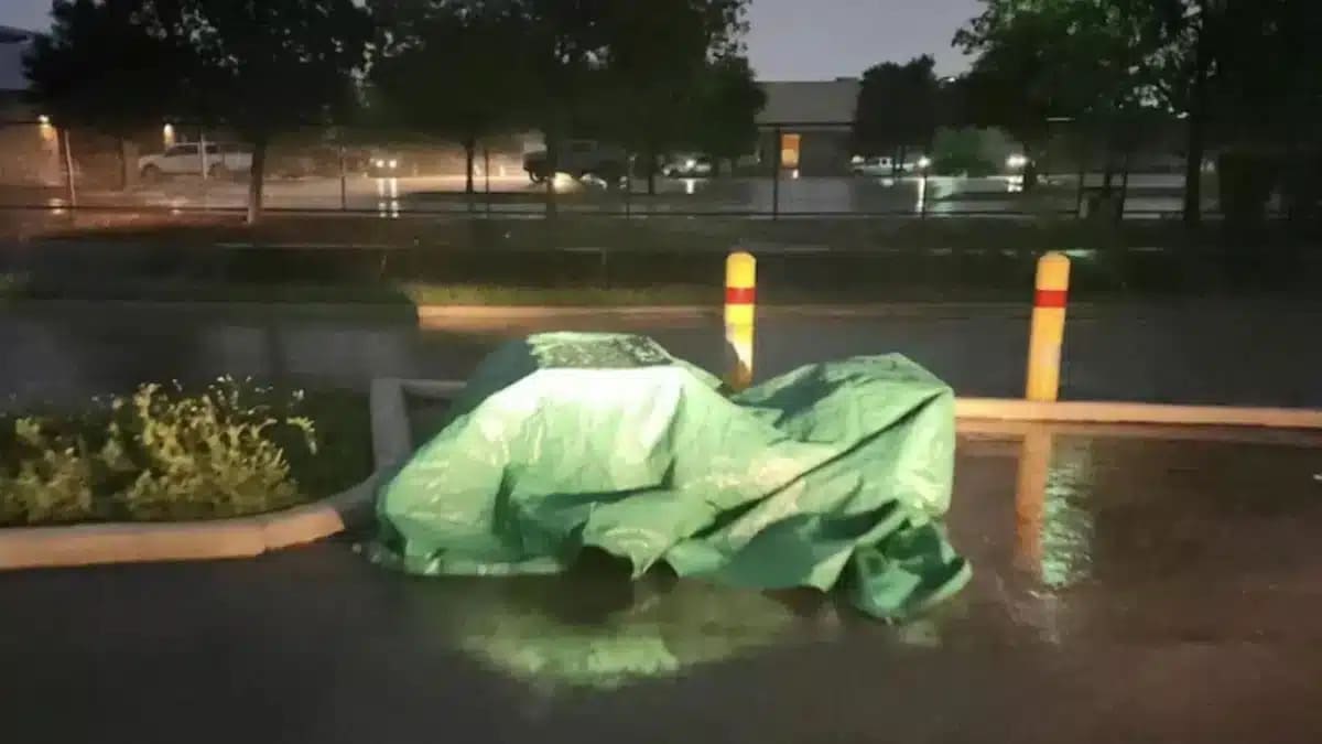 something heartbreaking beneath a tarp