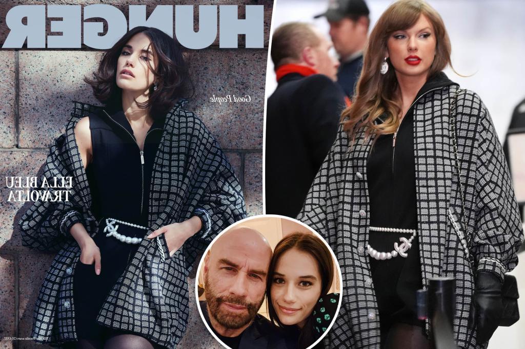 John Travolta’s daughter Ella Bleu, 24, wore Taylor Swift’s game-day Chanel outfit for a fashionable photoshoot