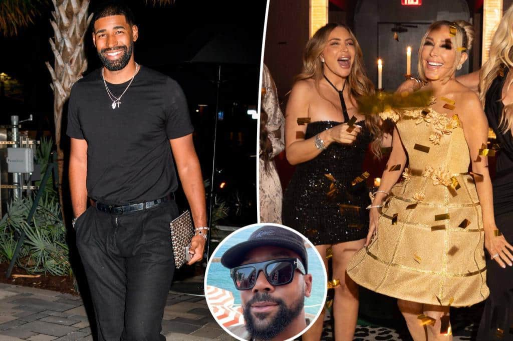 ‘Glowing’ Larsa Pippen, 50, shows PDA with basketball player Jeff Coby, 31, at Marysol Patton’s birthday party