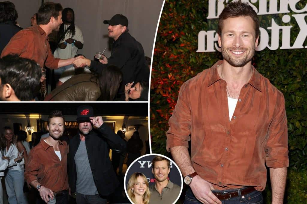 Glen Powell parties with Leonardo DiCaprio, Tobey McGuire and more amid Sydney Sweeney dating rumors