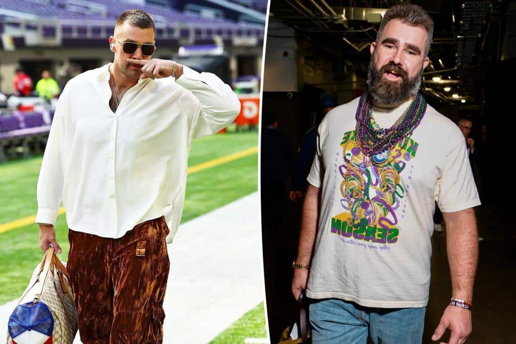 Jason Kelce pokes fun at Travis’ designer duds while announcing big change to his Underdog brand