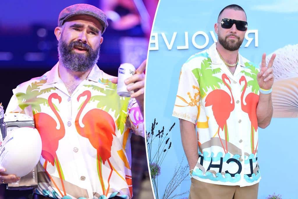 Jason Kelce borrows ostentatious shirt from Travis’ closet: ‘True siblings’