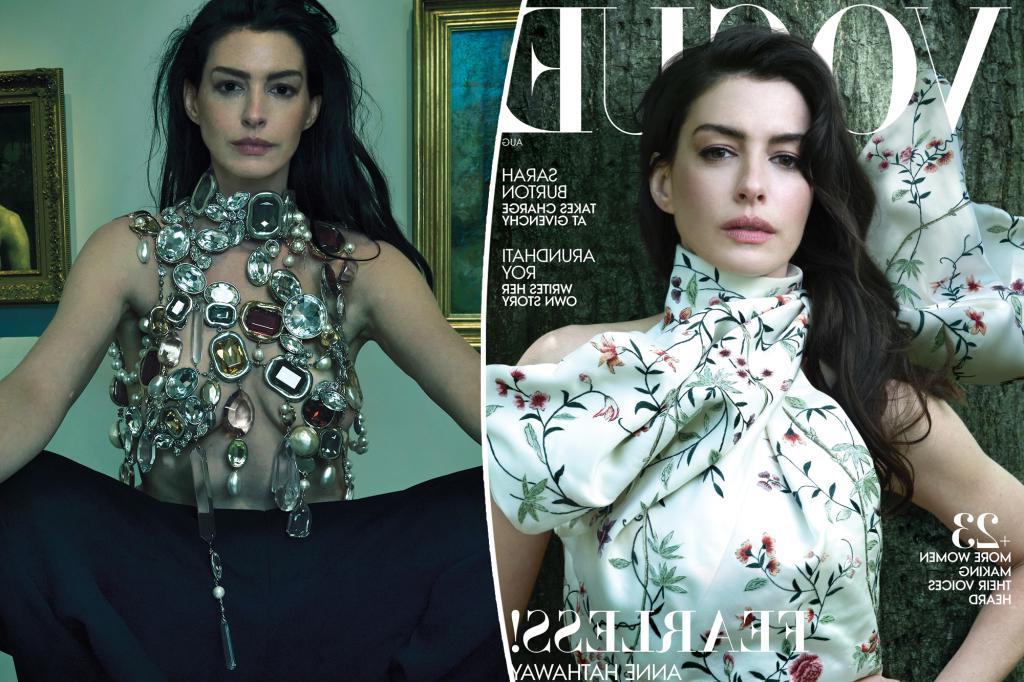 Anne Hathaway drips in gems — and little else — for Vogue cover photo shoot