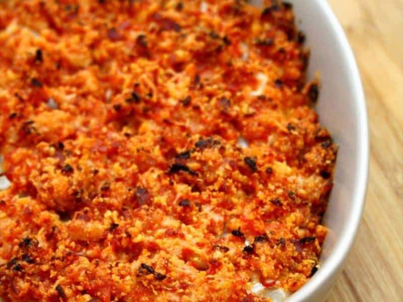 Dos de cabillaud en crumble de chorizo et parmesan