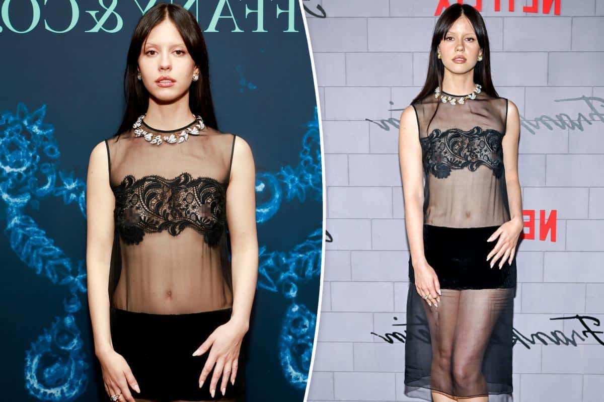 Mia Goth wears totally sheer dress to âFrankensteinâ premiere
