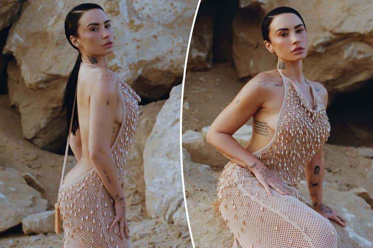 Demi Lovato goes bare and backless in the desert in daring mesh dresses