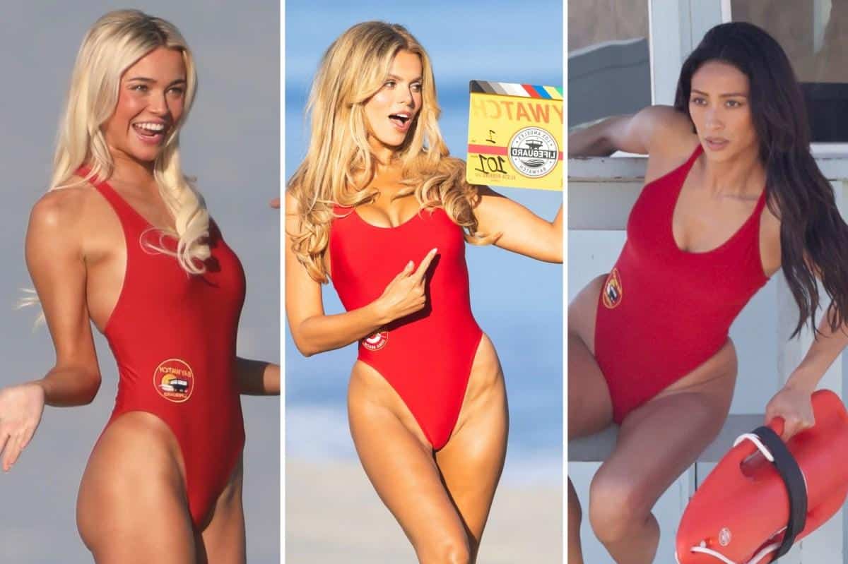 Brooks Nader, Livvy DunneÂ and more stars make their red swimsuit debuts on set of the ‘Baywatch’ reboot
