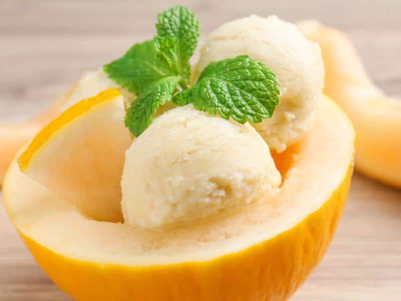 Glace au melon, avec ou sans sorbetière