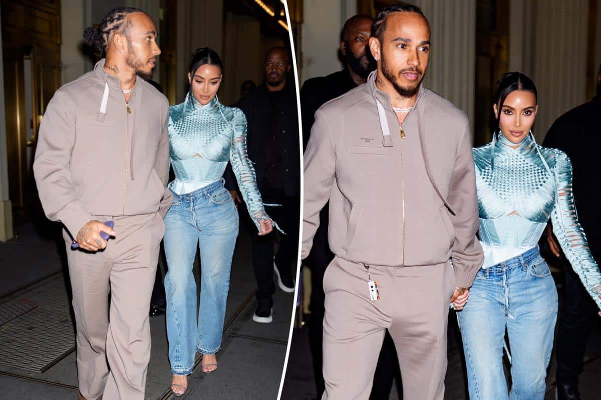 Kim Kardashian pairs her couture corset with jeans for ‘Fear of 13’ date with Lewis Hamilton