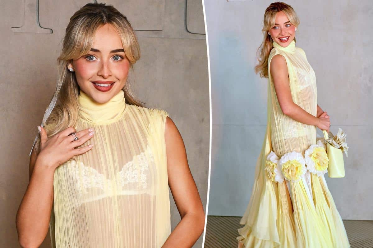 Sabrina Carpenter’s butter yellow Dior dress lets her lingerie play peekaboo