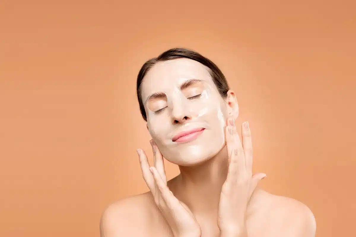 Close-up of hydrated, luminous skin reflecting light