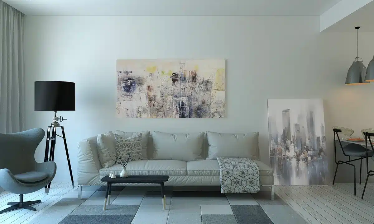 Living room with TV remote and streaming app icons on screen