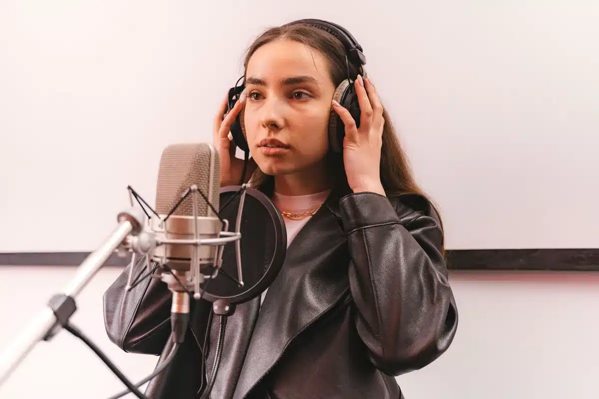 Recording booth microphone symbolizing voice acting career